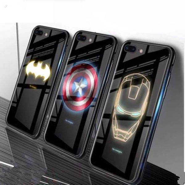 

luminous marvel spiderman venom anime tempered glass phone case for iphone xs xr 8 7 plus 6 6s anti-scratch tpu back case cover
