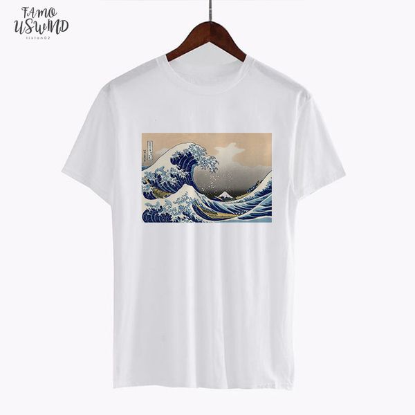 

ukiyoe vincent van gogh print tshirt harajuku эстетическая одежда женщины с коротким рукавом письмо тройник арт топ винтаж японский стиль ул, White