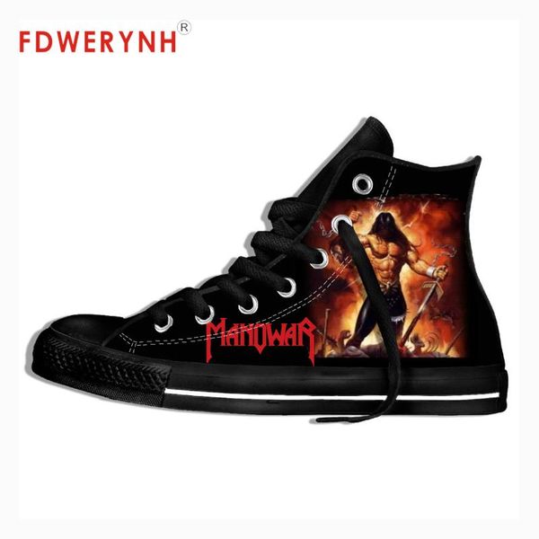 

men walking canvas shoes 2020 manowar rock band tracksuits customize pattern color lace-up leisure flats platform shoe