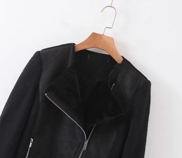 

52xz-2203 в корейском стиле женская одежда 2019 осень и зима новые продукты black zipper серна композиционные материалы coat, Black;white