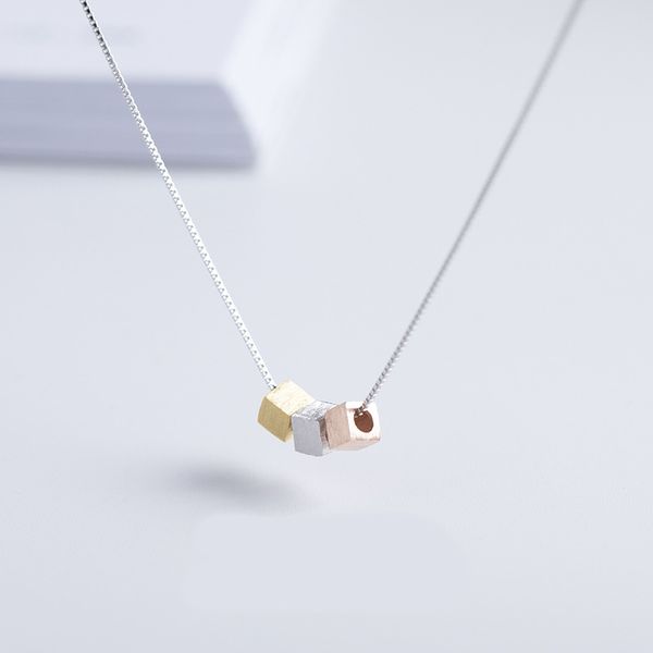

jewelry for women square block female pendant necklace sterling 925 silver choker necklaces lady jewelry 925 silver gift lover