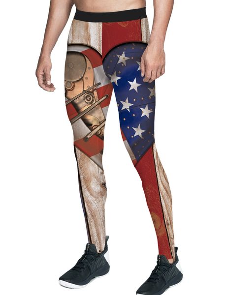 

punk culture usa flag pants men independence day hidden pocket tummy control buttery soft fauxleather wearability knee length 3d, Black