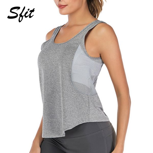

sfit women yoga tank sleeveless running shirts sports workout tees sleeveless fashion sports vest mesh activewear vest 2019, White;red