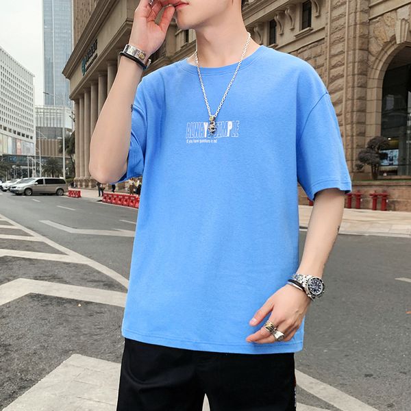 

men's short-sleeved t-shirt 2020 summer new breathable korean trend t-shirt bottoming half-sleeved loose clothing, White;black