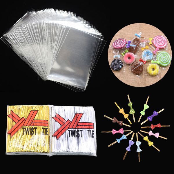 

100pcs transparent opp plastic lollipop bag cookie packaging cellophane candy wedding birthday party baby shower gift bag decor