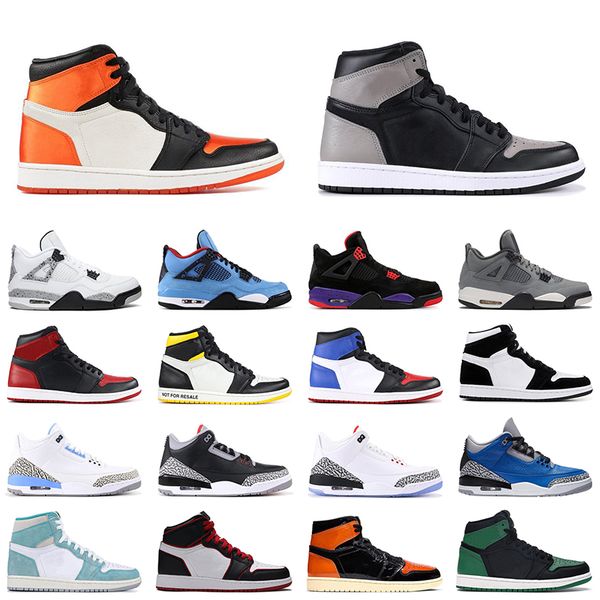 

jumpman 1 shadow men women basketball shoes 1s obsidian black toe unc bred travis 4s cactus jack black cat mens trainer sports sneakers