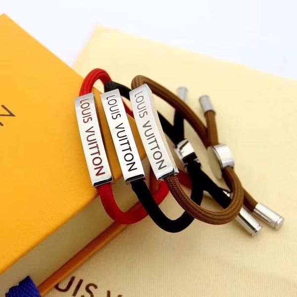 

Fa hion rope bracelet for men women cu tomized bangle red brown black tainle tee couple nature jewelry no box jao76a