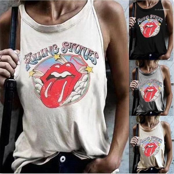 

neck famale tees designer clothing womens sleeveless printed loose tshirt summer casual round, White