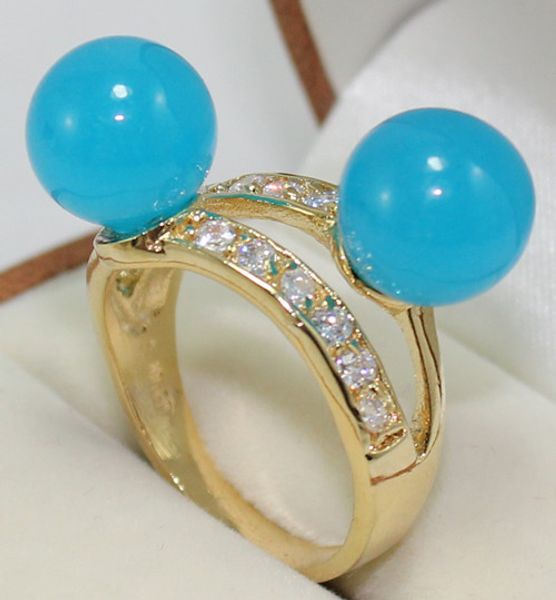 

2 colors wholesale lovely 2 blue/light purple natural jade beads 6-8mm lady's fashion ring(#7.8.9, Golden;silver