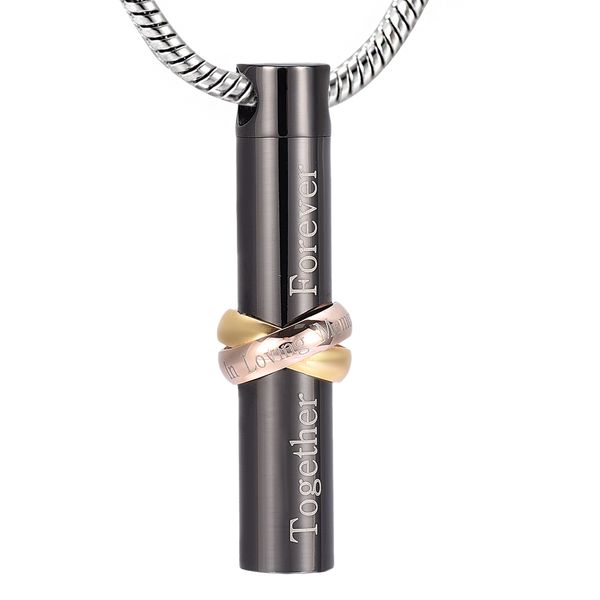 

lkj9944 together forever cylinder stainless steel memorial necklace urn jewelry for cremation ashes of loved ones keepsake, Silver