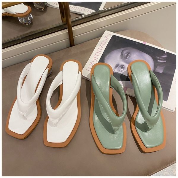 

new brand summer flops flip slippers clear transparent round ball heel slippers summer outsides beach slides sandal, Black
