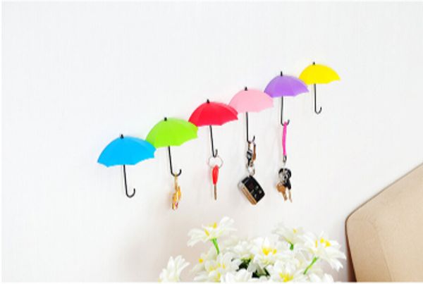 

umbrella shape hook creative key hanger colorful umbrella purse sundries self adhesive wall hooks home decoration