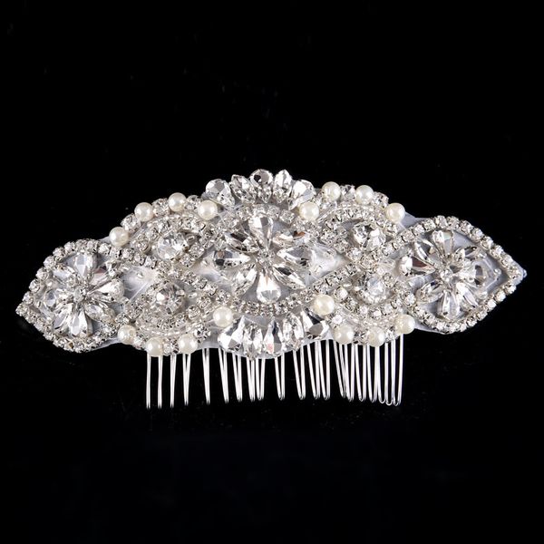 

wholesale new bride wedding hair comb back with silk yarn fashion ornament jewelry accessories, Golden;white