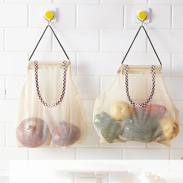 

3pcs 29*26cm reusable hanging mesh bag net bags kitchen organizer basket storage bag