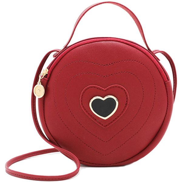 

fashion cute round heart-shaped pattern women's zipper messenger bag shoulder bag handbag