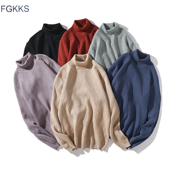 

men's sweaters fgkks winter brand men turtleneck casual mens warm solid color pullovers male long sleeve knitting sweater, White;black