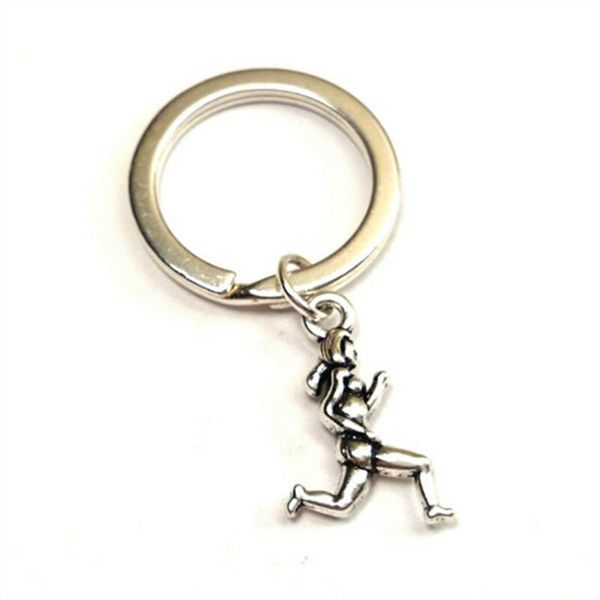 

ancient silver marathon runner charm pendant keyring keychain men women personality creative jewelry designer keychain friend gift, Slivery;golden