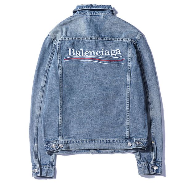 

2019 men brand jackets fashion letter denim jacket men and women vintage style selvedge jean coats brand clothing denim jacket, Black;brown