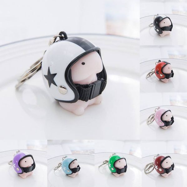

cute helmet keychain cure decor gift funny toy keyring car decoration 9449