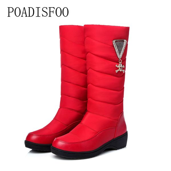 

2017 waterproof down snow boots women plus velvet protection pregnant women cotton shoes non-slip mother in the tube boots hx-75, Black