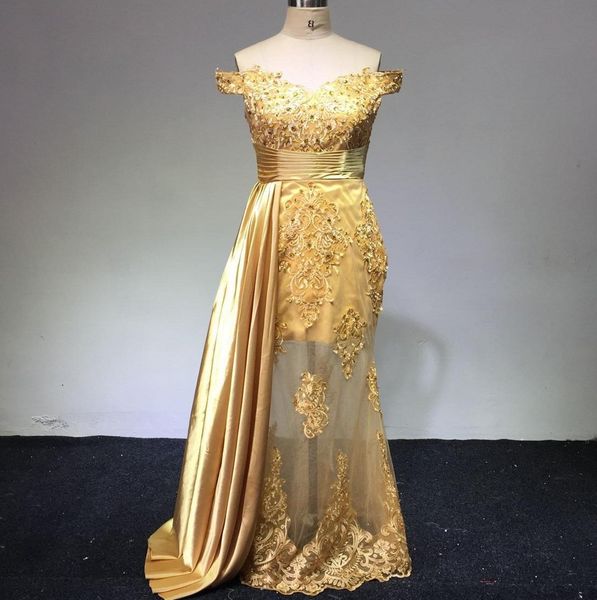 

off the shoulder long evening dresses arabic golden tulle applique ruched beaded floor length pageant formal party prom gowns, Black;red