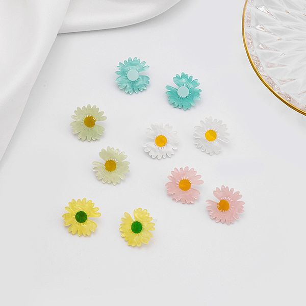 

fashion flower daisy acrylic earrings for women girl sweet candy korean design stud ear jewelry party gifts, Golden;silver