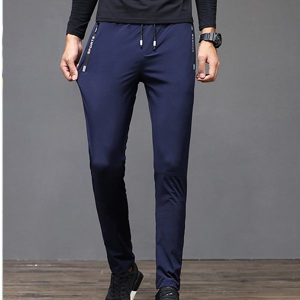 

autumn fashion men trousers jogging sports pants joggers sweatpants casual tracksuit long pants with zipper pockets plus size 38, Black