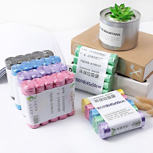 

new material household garbage bag color kitchen bathroom point break plastic bag 5 rolls of 100 garbage bags