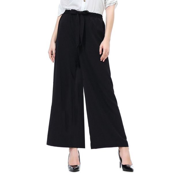 

t lace full length casual pants ladies loose design wide legged trousers big size women's bottom office ladies trousers pf3m, Black;white