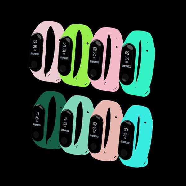 

luminous silicone strap adjustable colorful wrist watch band bracelet replacement belt strap for mi 3, Black;brown
