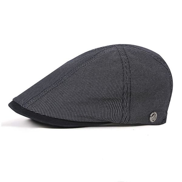 

summer cotton flat cap ivy caps men women twill six panel breathable gatsby beret hat lightweight boina, Blue;gray