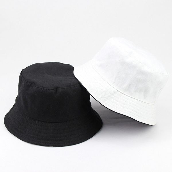 

ldslyjr 2018 cotton solid color black and white bucket hat fisherman hat outdoor travel sun cap hats for men and women 28