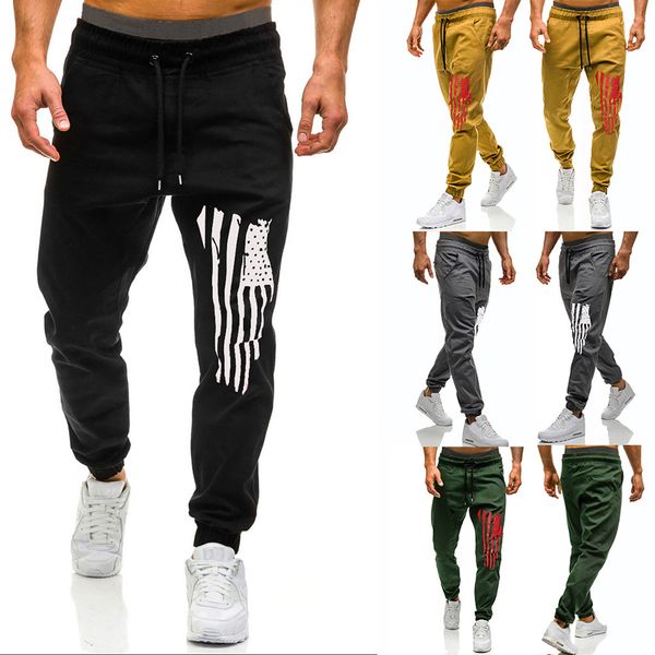 

feitong autumn trousers pants fashion men's casual outdoors print multi-pocket work trouser cargo long pants hip hop harem #913, Black