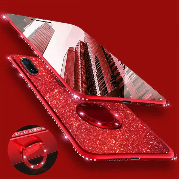 

ale soft tpu phone cases for iphone samsung bling glitter crystal phone back case with ring holder