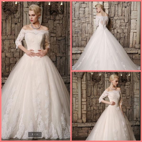 

robe de mariage ball gown half sleeve lace appliques wedding dress off the shoulder corset princess wedding gowns ing, White