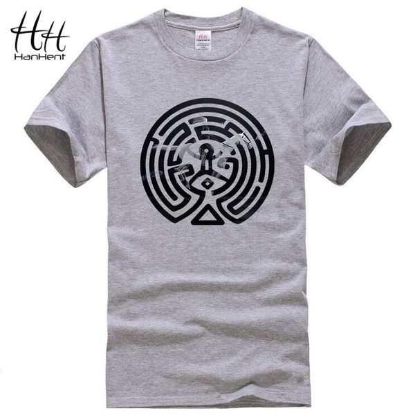 

hanhent 2018 new westworld maze printed t shirts men short sleeve o-neck cotton west world dolores men fashion t-shirt tv tees, White;black