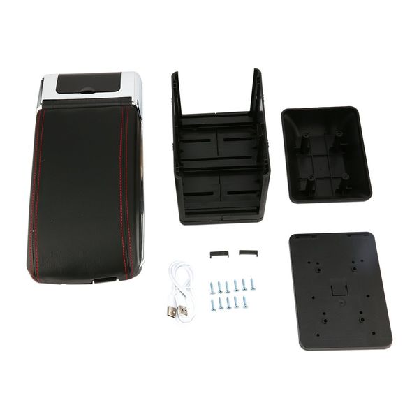 

universal car armrest storage box with 7 usb ports centre center console arm rest pu leather auto car styling tool