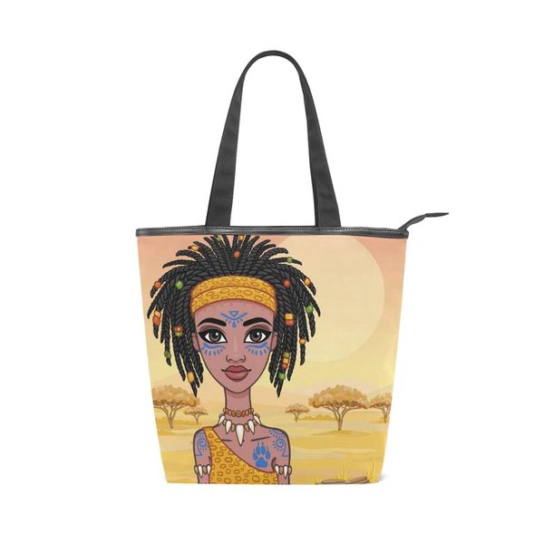 

alaza shoulder bags handbag african women canvas leisure beach bag female big size tote ladies casual customizable drop shipping