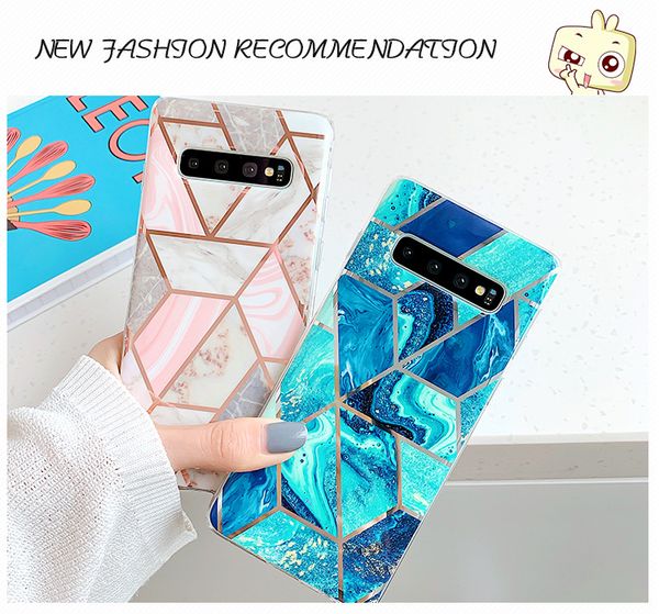 

stitching marble phone case electroplating powder blue for samsung s8 a40 a50 s10e a70 s9 s10 plus imd tpu soft cell phone cases