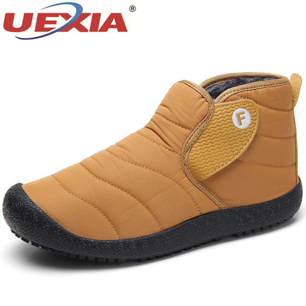 

uexia fashion women shoes winter boots comfortable warm plush fur ankle snow slip-on outdoor walking flats ladies botas mujer, Black