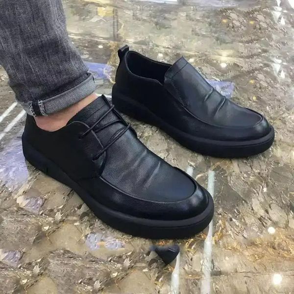 

men's large size british style hand-stitched casual shoes comfortable leat shoes 38-44, Black