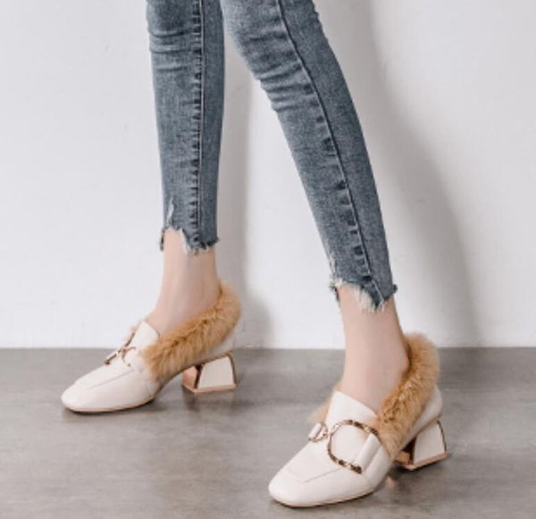 

maomao обувь коренастый одиночные обуви женщин 2020 новая весна джокер каблук английский стиль небольшой кожаные ботинки женщин, Black