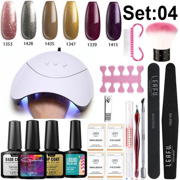 

modelones 21pcs/lot led lamp nail gel polish kits semi permanent led salon gel nail polish base coat art tools kits