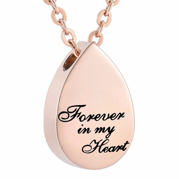 

forever in my heart carved teardrop keepsake ashes necklace urn pendant cremation memorial jewelry for women, Silver