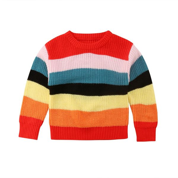 

fashion rainbow newborn baby girl sweaters 2018 autumn casual outwear toddler boy knitting pullovers winter children, Blue