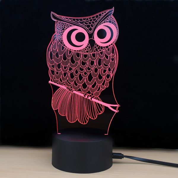 

сияющий td182 led лампа 7 изменения цвета светодиодных ламп 3d сова сенсорного atmosphere night light