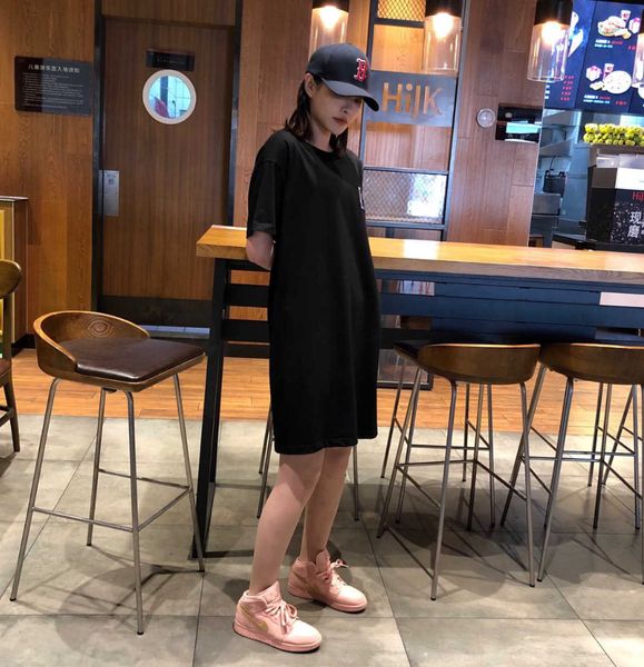 

fashion summer womens 2020 designer dresses new arrival brand women t shirt dress luxury streetwear c0py 3 colors  yf203061, Black;pink