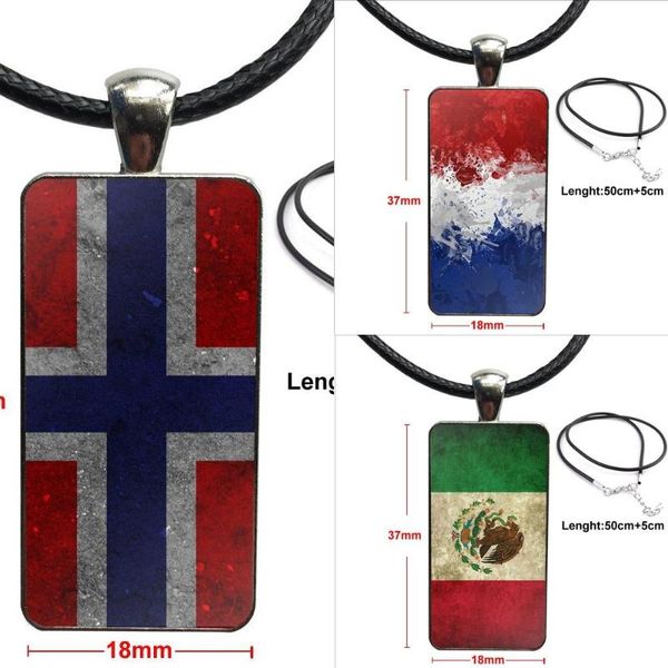 

italy ireland flag for girls gift glass cabochon jewelry steel color with long pendant choker rectangle necklace, Silver