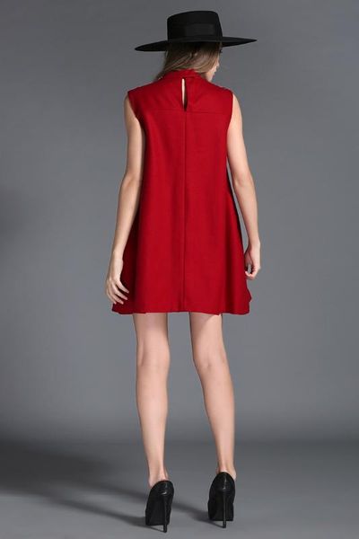 

women sleeveless short mini party dress female 2020 spring winter solid red blue thick good quality elegant casual dresses, Black;gray