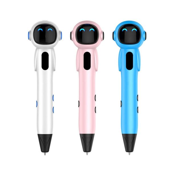 

3d pen upgraded robot 3d printing drawing pen pla filament refills led indicator temperature speed control safe for kids adults, Black;red